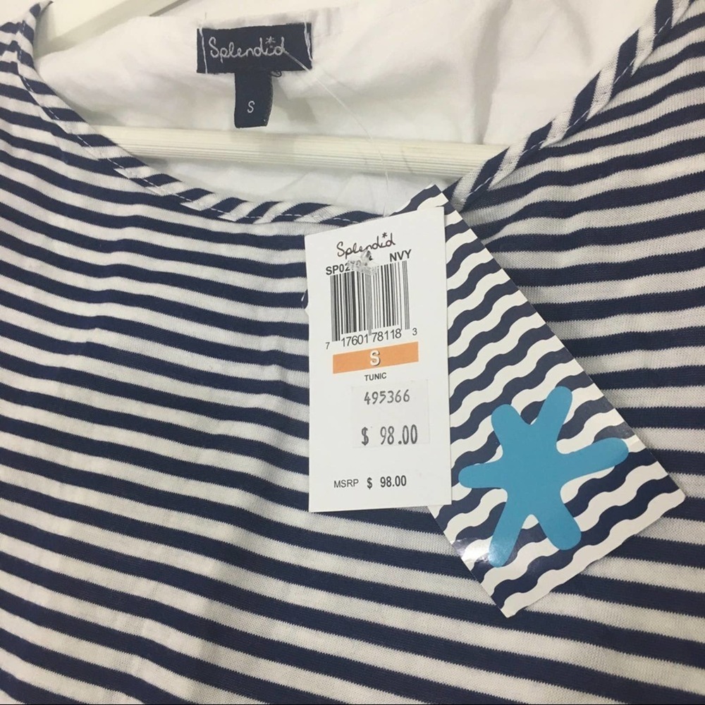 Splendid Swim Malibu Stripe Navy Tunic Small - Picture 3 of 5